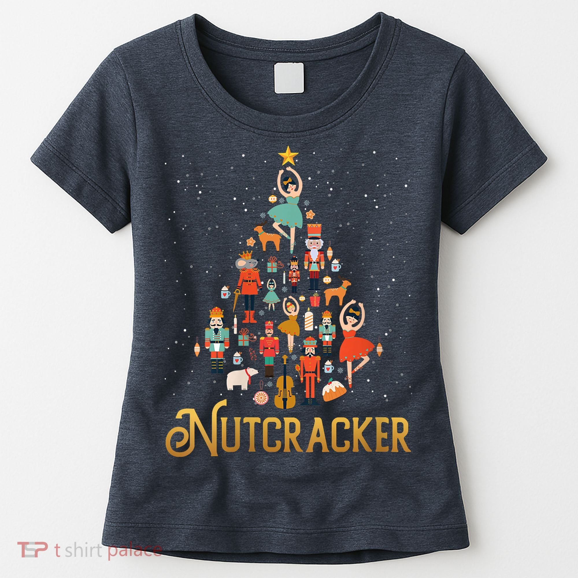 Retro Nutcracker Tree Ballet Dance Family Christmas Pajama Women's T-Shirt