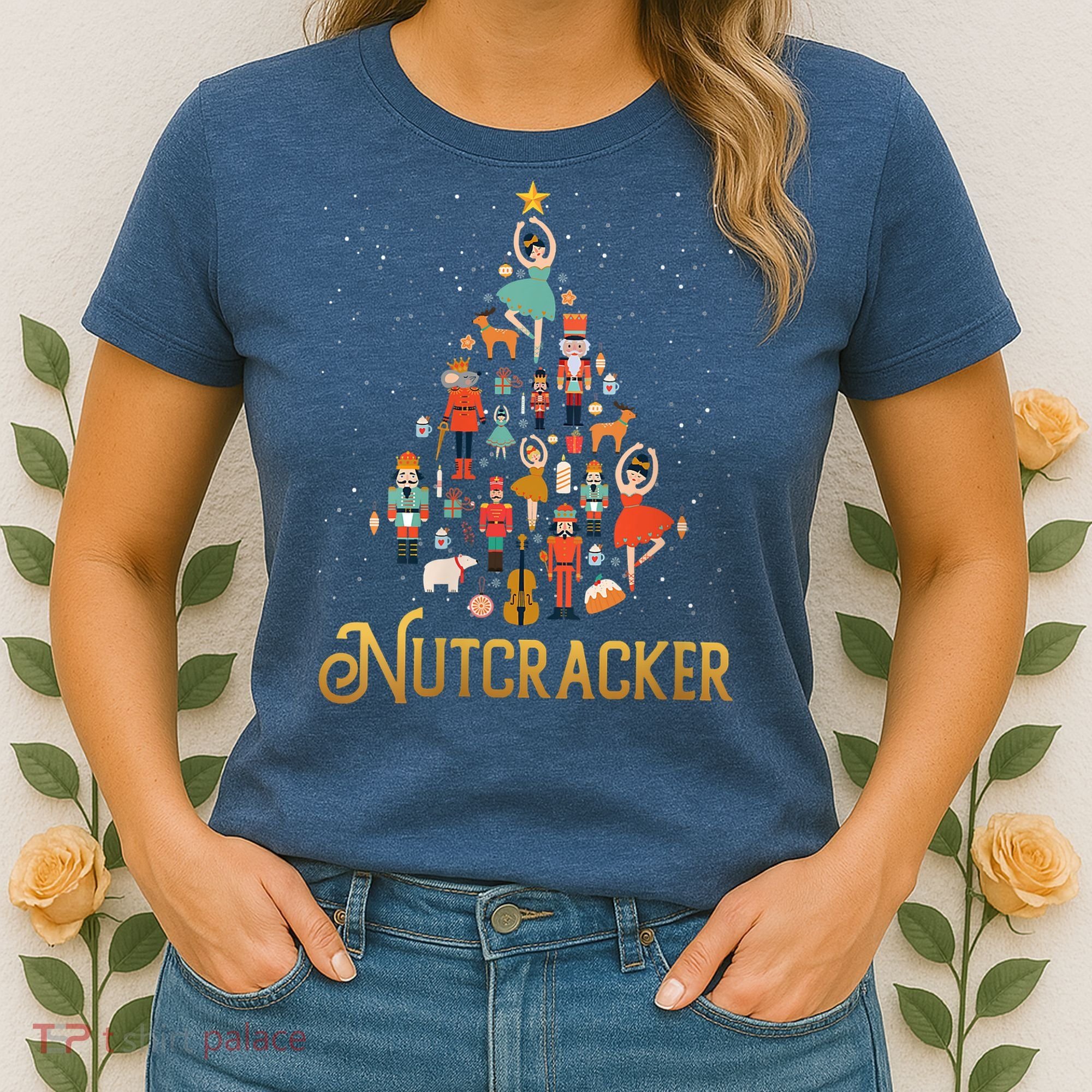 Retro Nutcracker Tree Ballet Dance Family Christmas Pajama Women's T-Shirt