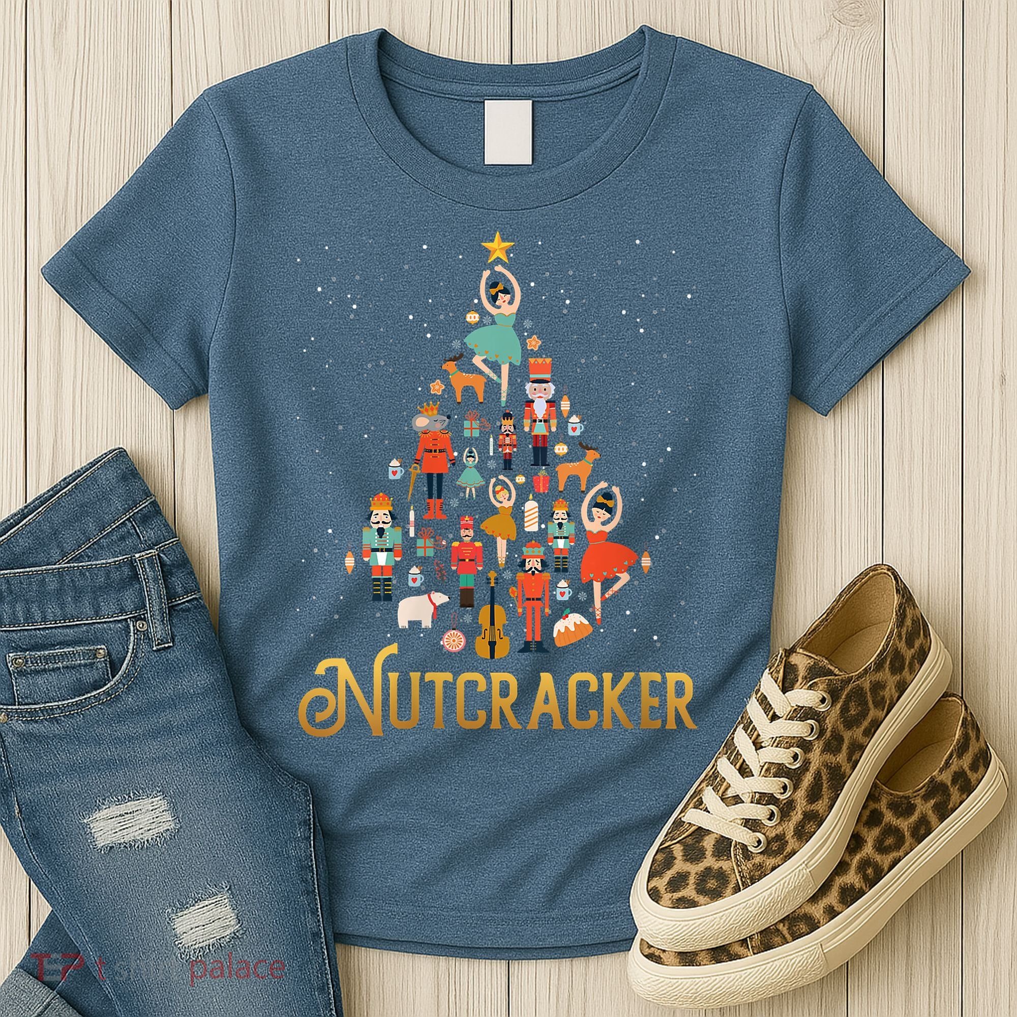 Retro Nutcracker Tree Ballet Dance Family Christmas Pajama Women's T-Shirt