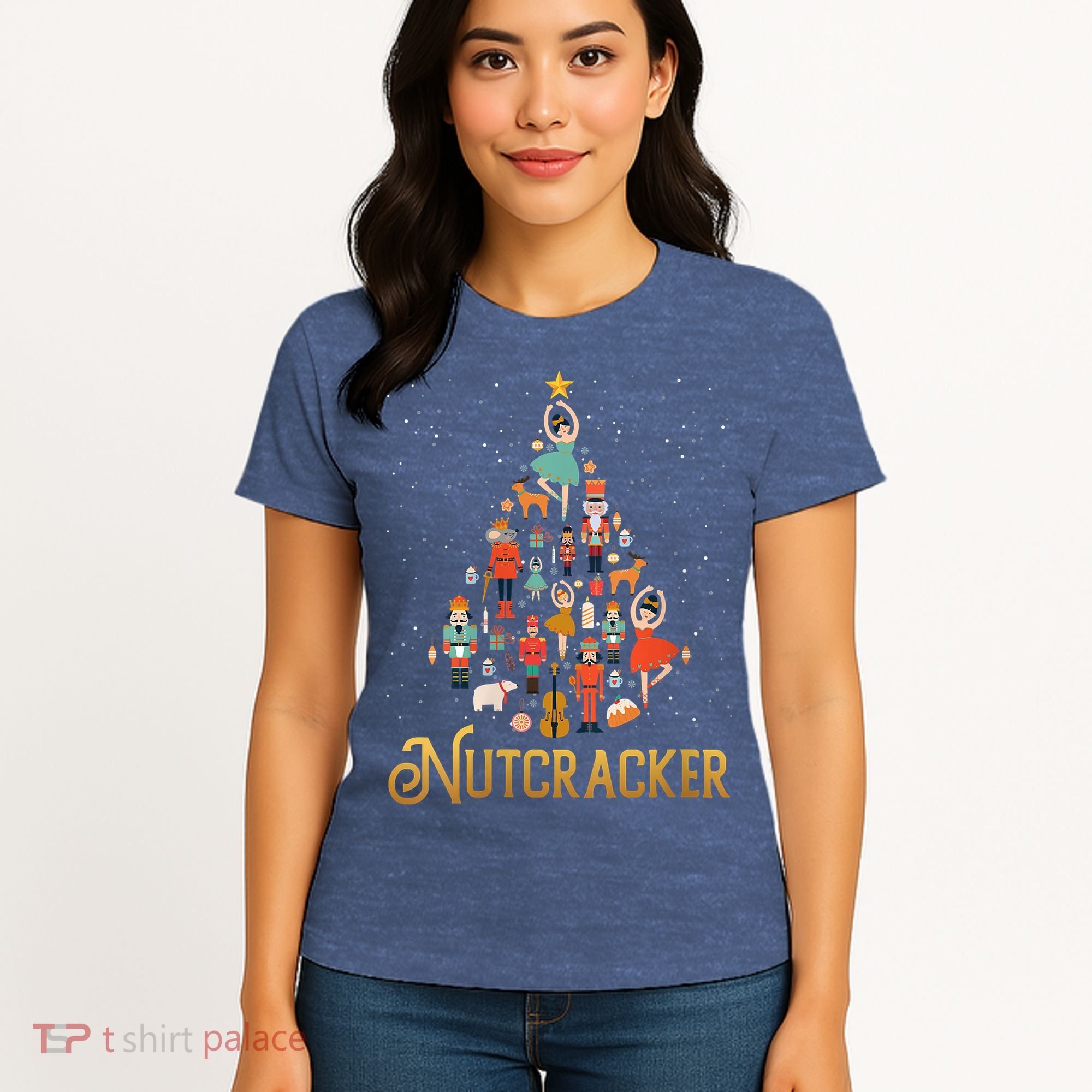 Retro Nutcracker Tree Ballet Dance Family Christmas Pajama Women's T-Shirt