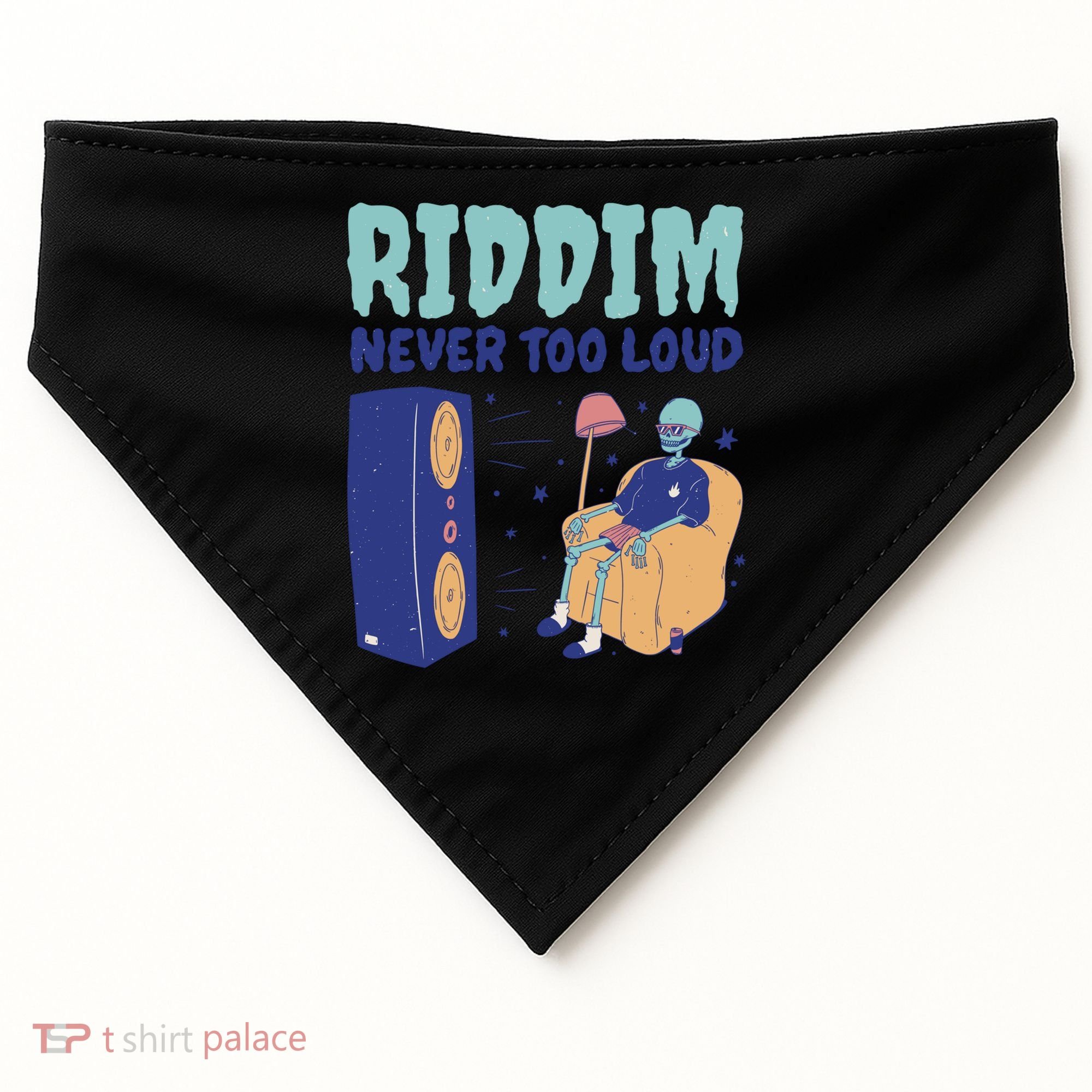 Riddim Never Too Loud Funny Dubstep Skeleton Gift USA-Made Doggie Bandana
