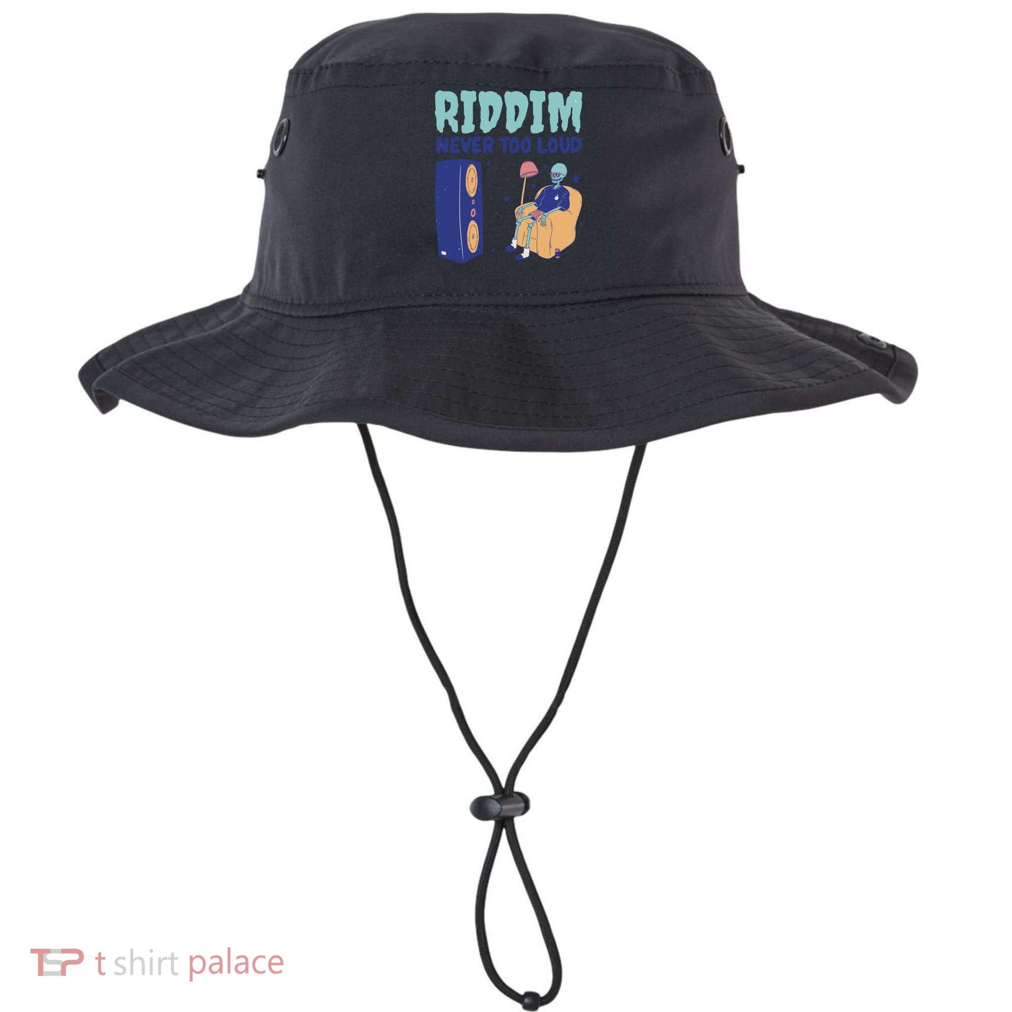 Riddim Never Too Loud Funny Dubstep Skeleton Gift Bucket Hat