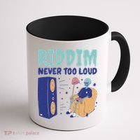 Riddim Never Too Loud Funny Dubstep Skeleton Gift Coffee Mug thumb 1
