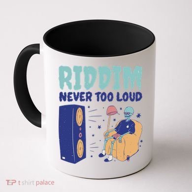 Riddim Never Too Loud Funny Dubstep Skeleton Gift Coffee Mug