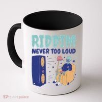 Riddim Never Too Loud Funny Dubstep Skeleton Gift Coffee Mug thumb 0
