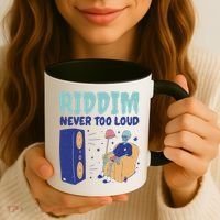 Riddim Never Too Loud Funny Dubstep Skeleton Gift Coffee Mug thumb 3
