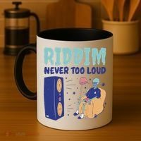 Riddim Never Too Loud Funny Dubstep Skeleton Gift Coffee Mug thumb 4
