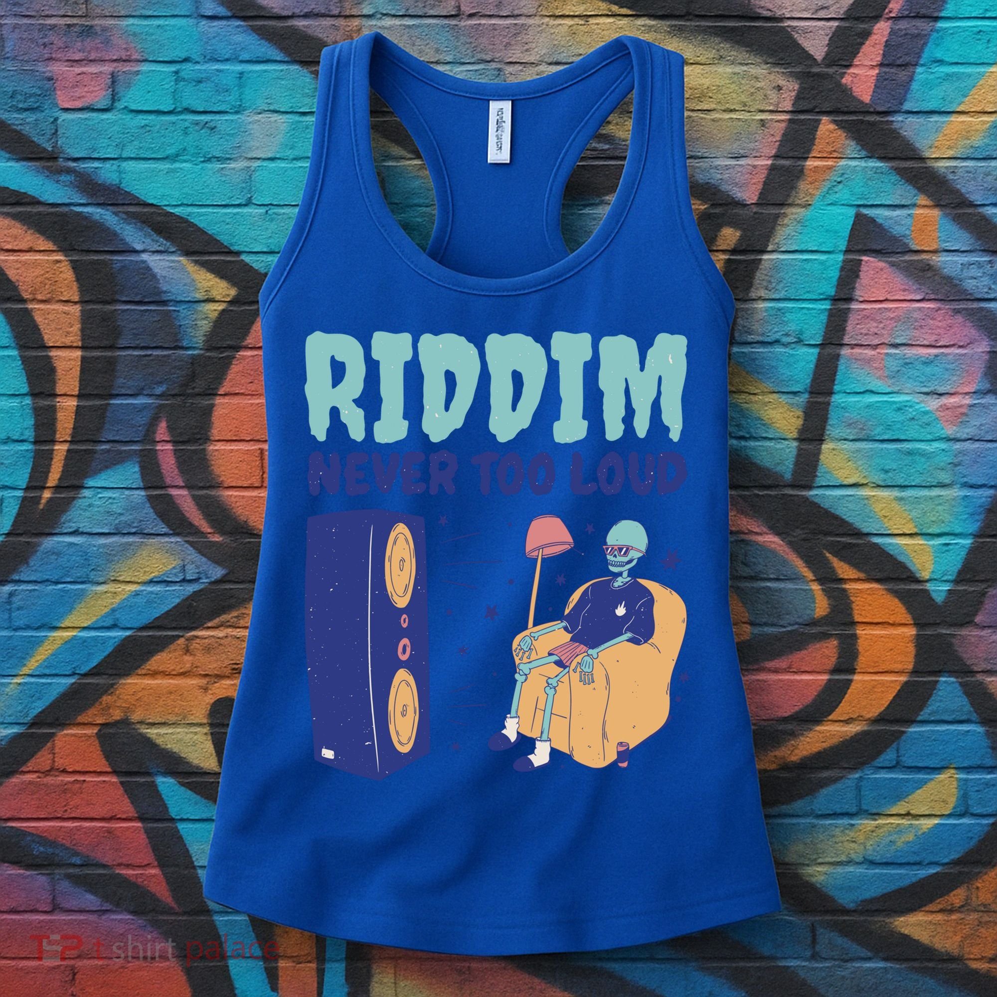Riddim Never Too Loud Funny Dubstep Skeleton Gift Women's Tank Top
