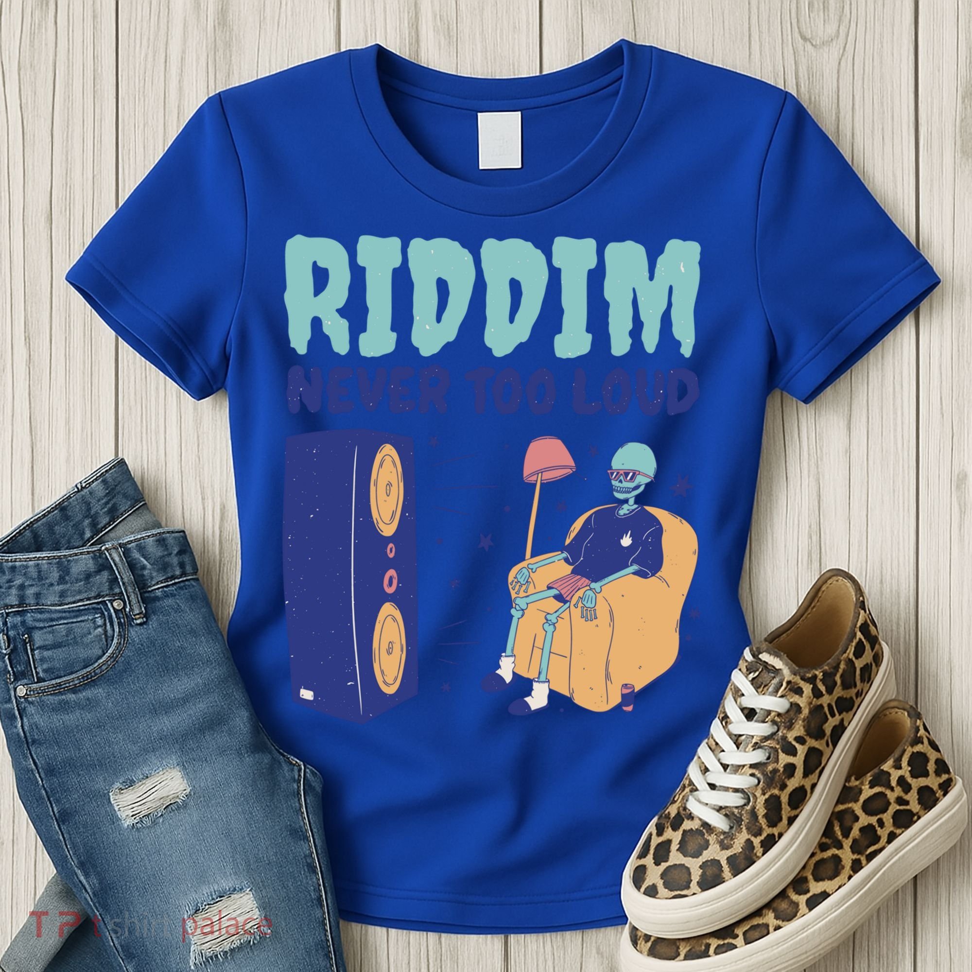 Riddim Never Too Loud Funny Dubstep Skeleton Gift Women's T-Shirt