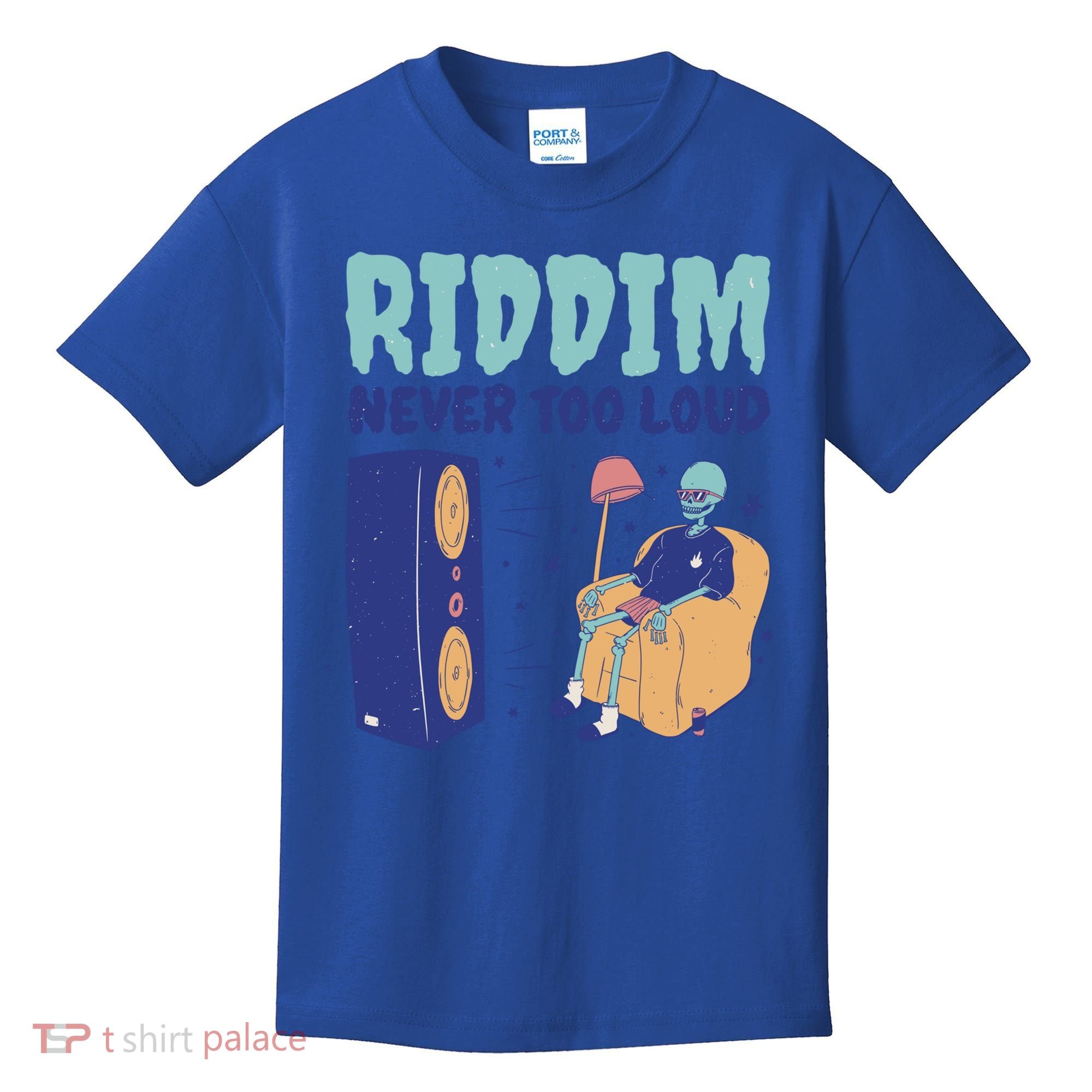 Riddim Never Too Loud Funny Dubstep Skeleton Gift Kids T-Shirt