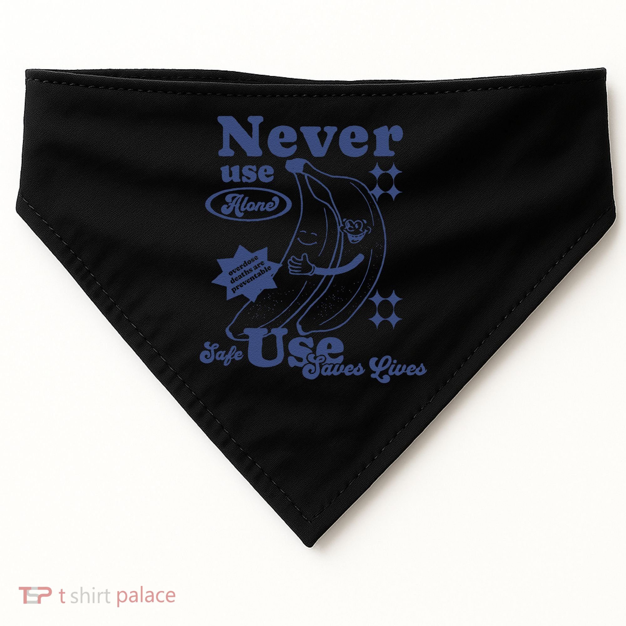 Retro Never Use Alone Harm Reduction USA-Made Doggie Bandana