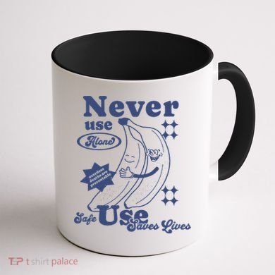 Retro Never Use Alone Harm Reduction Coffee Mug back
