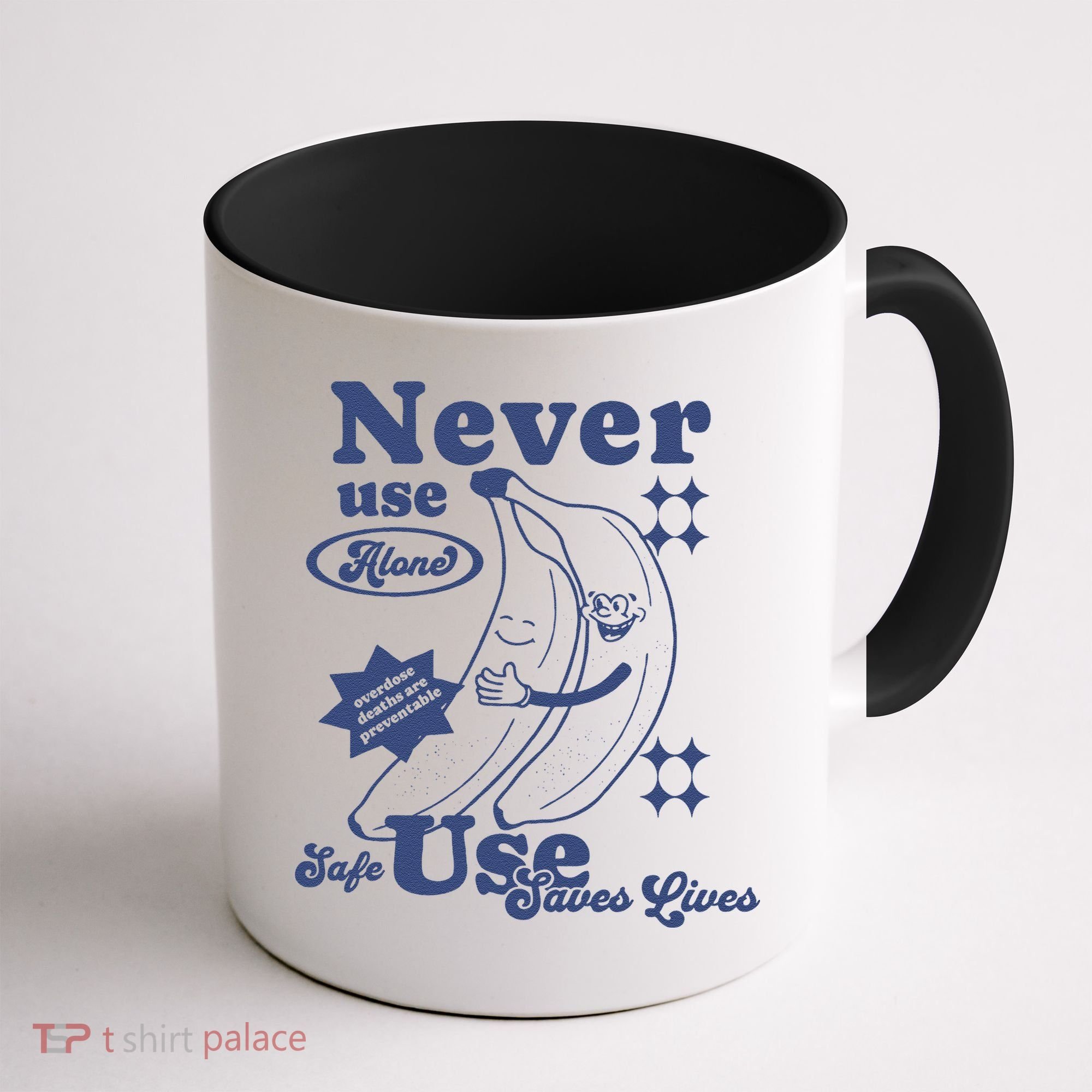 Retro Never Use Alone Harm Reduction Coffee Mug