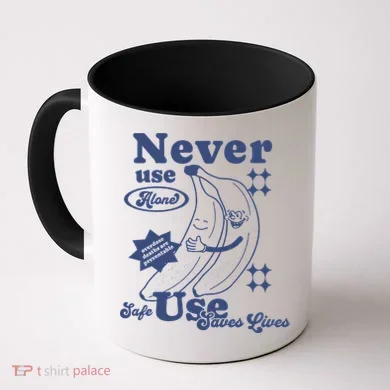 Retro Never Use Alone Harm Reduction Coffee Mug