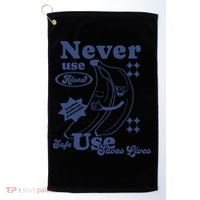 Retro Never Use Alone Harm Reduction Golf Towel thumb 0