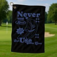 Retro Never Use Alone Harm Reduction Golf Towel thumb 1