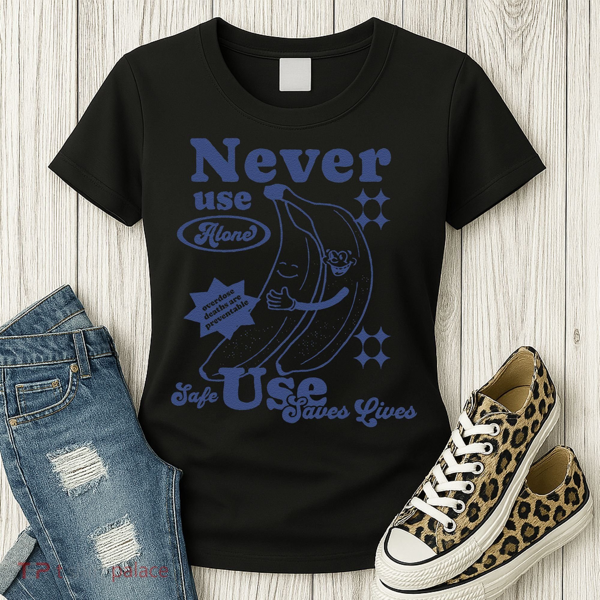 Retro Never Use Alone Harm Reduction Women's T-Shirt