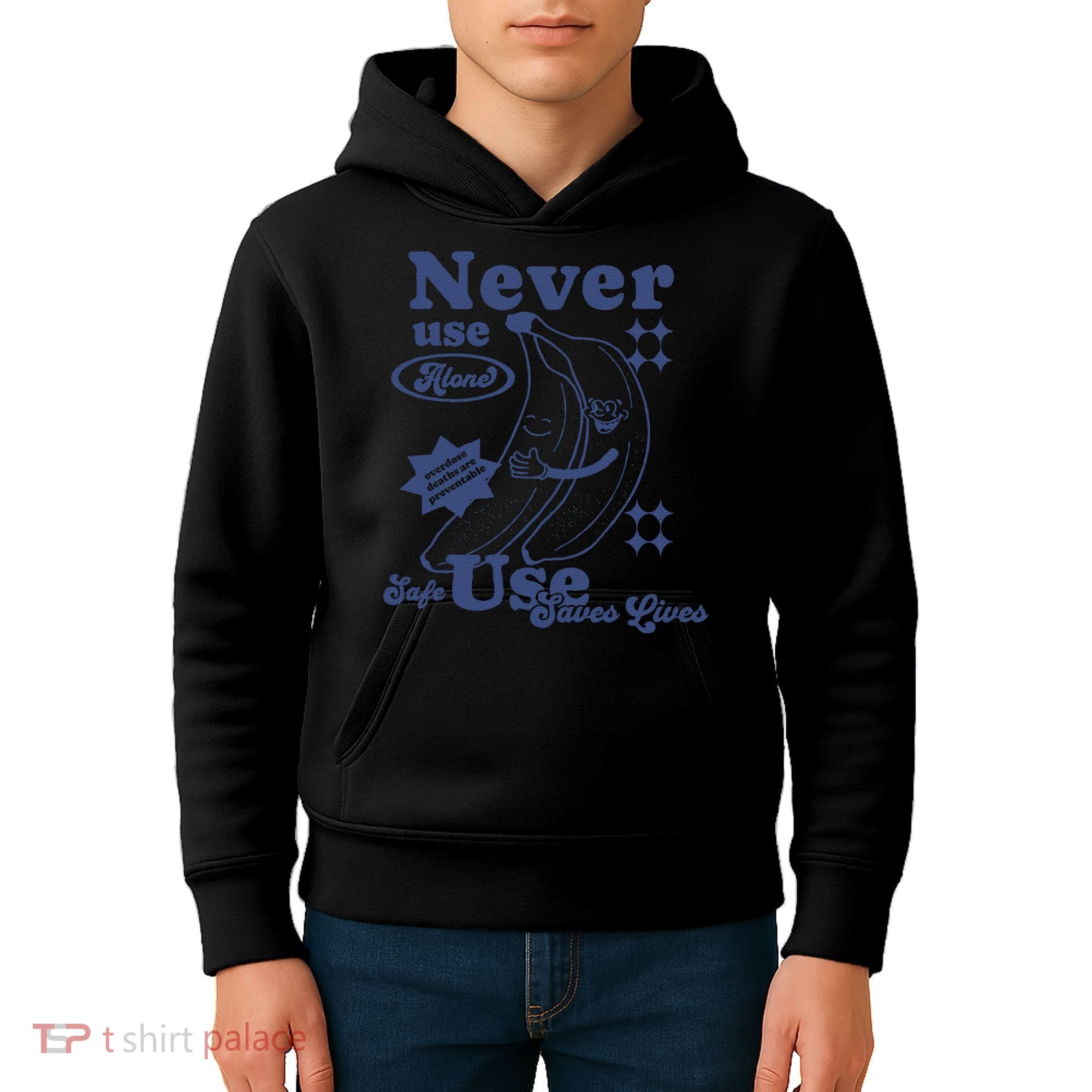 Retro Never Use Alone Harm Reduction Kids Hoodie