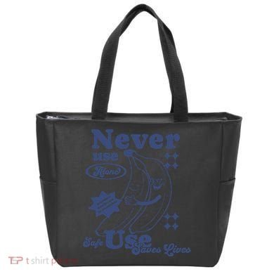 Retro Never Use Alone Harm Reduction Tote Bag