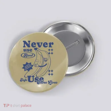 Retro Never Use Alone Harm Reduction Button