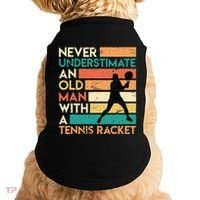 Retro Never underestimate an old man Tennis racket Doggie Tank thumb 0