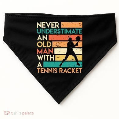 Retro Never underestimate an old man Tennis racket USA-Made Doggie Bandana