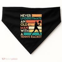 Retro Never underestimate an old man Tennis racket USA-Made Doggie Bandana thumb 0