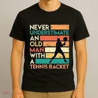 Retro Never underestimate an old man Tennis racket T-Shirt thumb 3