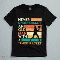 Retro Never underestimate an old man Tennis racket T-Shirt thumb 5