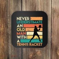 Retro Never underestimate an old man Tennis racket Coaster thumb 0