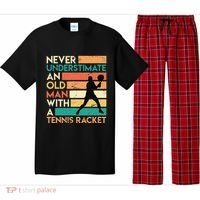Retro Never underestimate an old man Tennis racket Pajama Set thumb 0