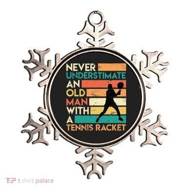 Retro Never underestimate an old man Tennis racket Ornament