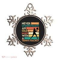 Retro Never underestimate an old man Tennis racket Ornament thumb 0