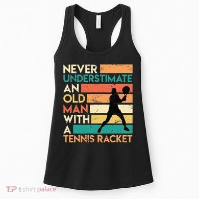 Retro Never underestimate an old man Tennis racket Women's Tank Top