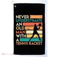 Retro Never underestimate an old man Tennis racket Golf Towel thumb 0