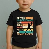 Retro Never underestimate an old man Tennis racket Toddler T-Shirt thumb 2
