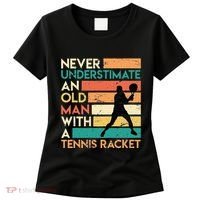 Retro Never underestimate an old man Tennis racket Women's T-Shirt thumb 0