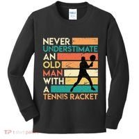 Retro Never underestimate an old man Tennis racket Kids Long Sleeve Shirt thumb 0