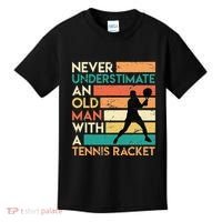 Retro Never underestimate an old man Tennis racket Kids T-Shirt thumb 0