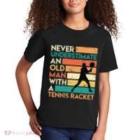 Retro Never underestimate an old man Tennis racket Kids T-Shirt thumb 2