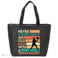 Retro Never underestimate an old man Tennis racket Tote Bag thumb 0
