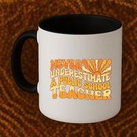 Retro Never Underestimate A Public A School Teacher Coffee Mug thumb 2