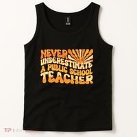 Retro Never Underestimate A Public A School Teacher Tank Top thumb 2