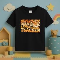 Retro Never Underestimate A Public A School Teacher Toddler T-Shirt thumb 3