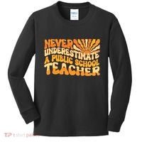 Retro Never Underestimate A Public A School Teacher Kids Long Sleeve Shirt thumb 0