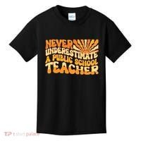 Retro Never Underestimate A Public A School Teacher Kids T-Shirt thumb 0