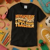 Retro Never Underestimate A Public A School Teacher Kids T-Shirt thumb 3