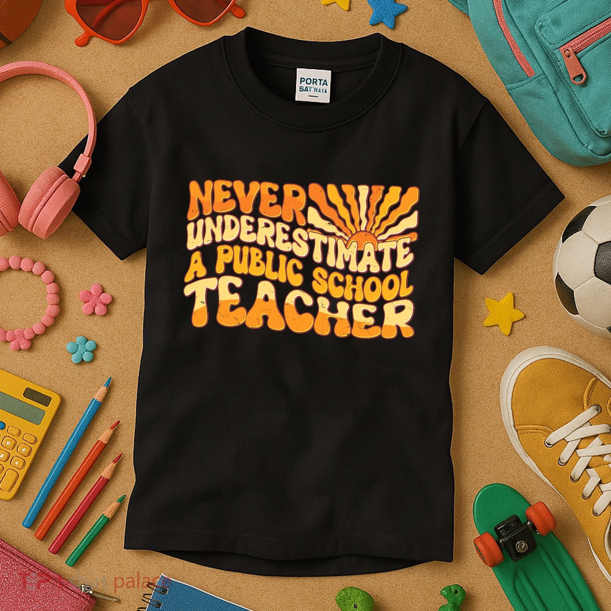 Retro Never Underestimate A Public A School Teacher Kids T-Shirt