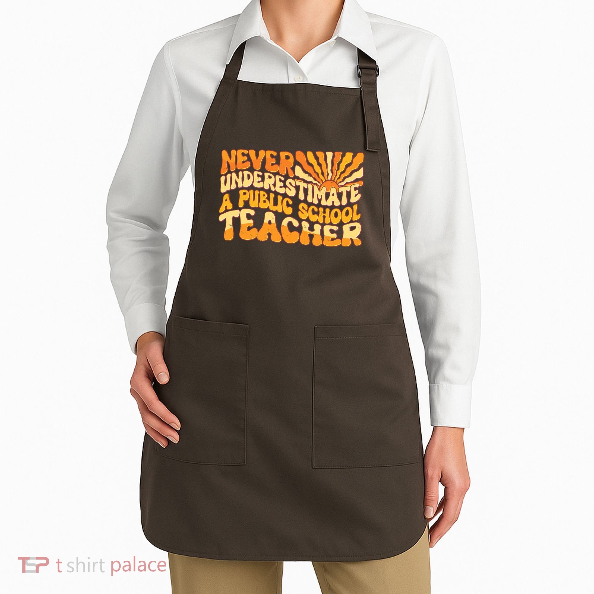 Retro Never Underestimate A Public A School Teacher Apron