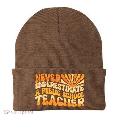 Retro Never Underestimate A Public A School Teacher Beanie